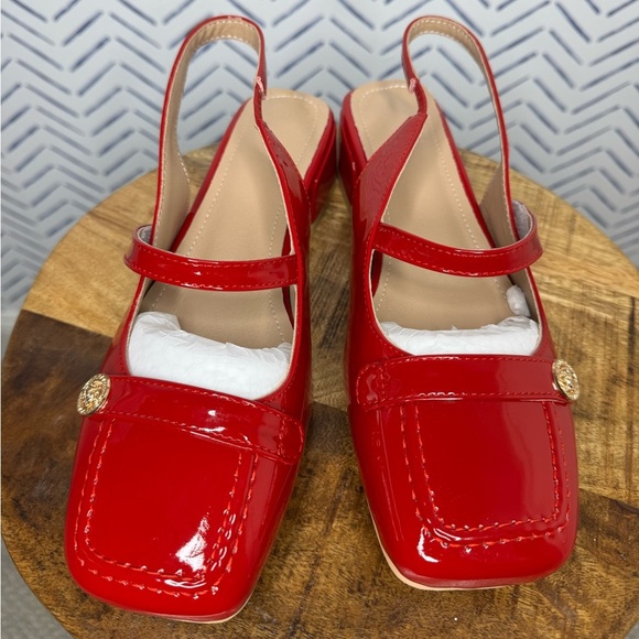 NEW! Red Sling Back Maryjane Block heel size 9 - Picture 5 of 9